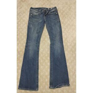 Miss Me Jeans Women's 28x33 Boot Cut JE5387BL Embellished Bling Pockets Dark